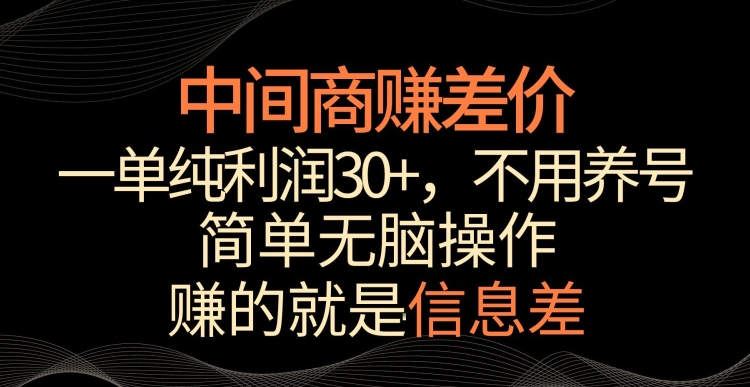 中间商赚差价，一单纯利润30+，简单无脑操作，赚的就是信息差，轻轻松松日入1000+【揭秘】| 鹿鸣网创