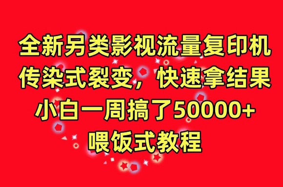 全新另类影视流量复印机，传染式裂变，快速拿结果，小白一周搞了50000+，喂饭式教程【揭秘】| 鹿鸣网创