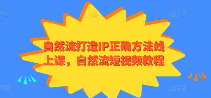 自然流打造IP正确方法线上课，自然流短视频教程| 鹿鸣网创
