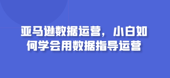 亚马逊数据运营，小白如何学会用数据指导运营| 鹿鸣网创