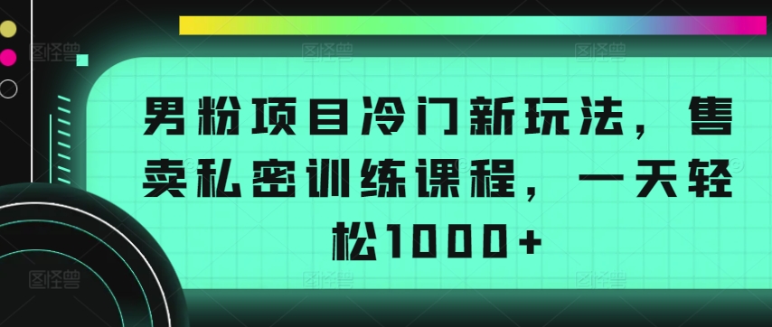 男粉项目冷门新玩法,售卖私密训练课程,一天轻松1000+【揭秘】| 鹿鸣网创
