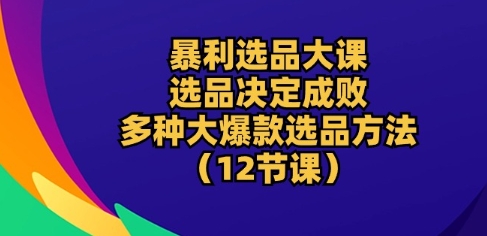 暴利选品大课:选品决定成败,教你多种大爆款选品方法(12节课)| 鹿鸣网创