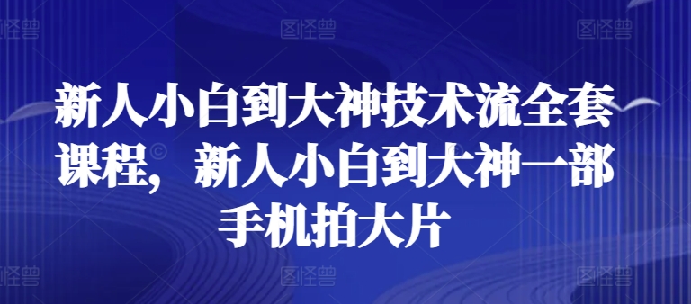 新人小白到大神技术流全套课程，新人小白到大神一部手机拍大片| 鹿鸣网创