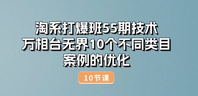 淘系打爆班55期技术:万相台无界10个不同类目案例的优化(10节)| 鹿鸣网创