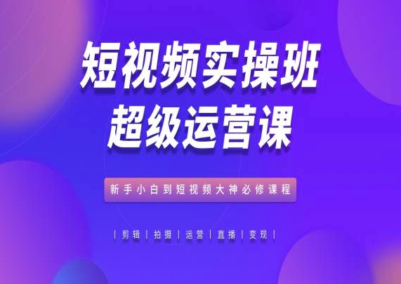 短视频实操班超级运营课,新手小白到短视频大神必修课程| 鹿鸣网创