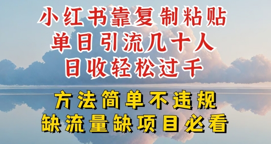 小红书靠复制粘贴单日引流几十人目收轻松过千,方法简单不违规【揭秘】| 鹿鸣网创