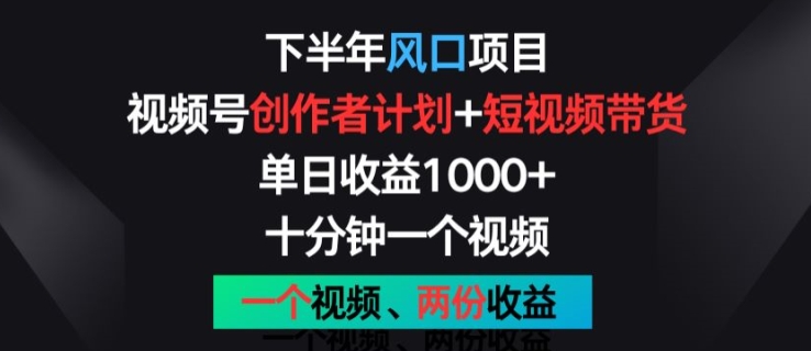 下半年风口项目,视频号创作者计划+视频带货,一个视频两份收益,十分钟一个视频【揭秘】| 鹿鸣网创