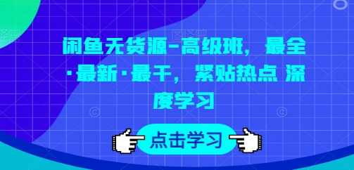 闲鱼无货源-高级班，最全·最新·最干，紧贴热点 深度学习| 鹿鸣网创