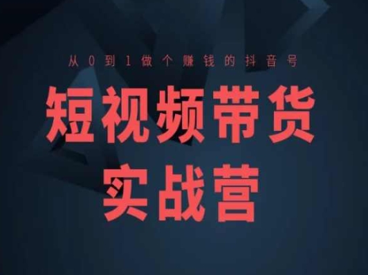 短视频带货实战营(高阶课),从0到1做个赚钱的抖音号| 鹿鸣网创