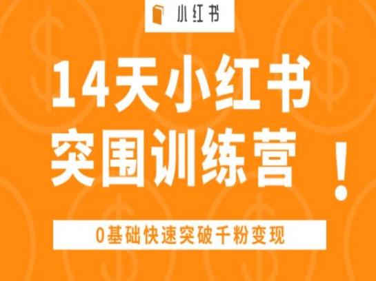 14天小红书突围训练营 ，0基础快速突破千粉变现| 鹿鸣网创
