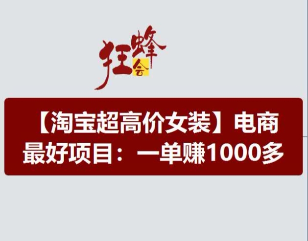 淘宝超高价女装项目，电商最好赛道，一单赚1000多| 鹿鸣网创