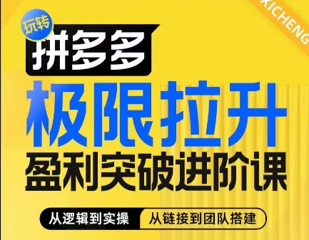 拼多多极限拉升盈利突破进阶课，​从算法到玩法，从玩法到团队搭建，体系化系统性帮助商家实现利润提升| 鹿鸣网创