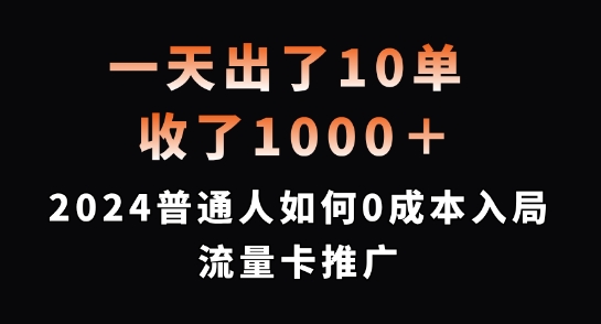 一天出了10单,收了1000+,2024普通人如何0成本入局流量卡推广【揭秘】| 鹿鸣网创