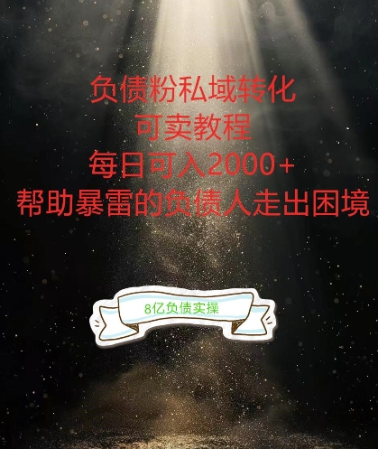 负债粉掘金计划,帮助负债者解决问题,债务规划,债务重组,最好的变现方式【揭秘】| 鹿鸣网创