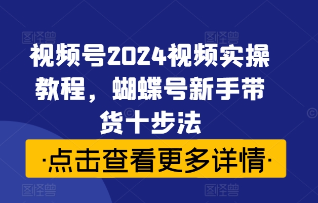 视频号2024视频实操教程,蝴蝶号新手带货十步法| 鹿鸣网创