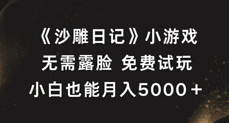 《沙雕日记》小游戏，无需露脸免费试玩，小白也能月入5000+【揭秘】| 鹿鸣网创
