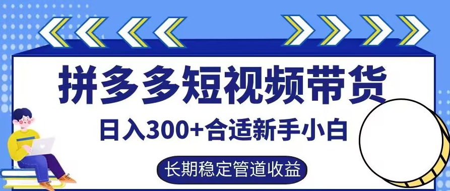 拼多多短视频带货日入300+有长期稳定被动收益,合适新手小白【揭秘】| 鹿鸣网创