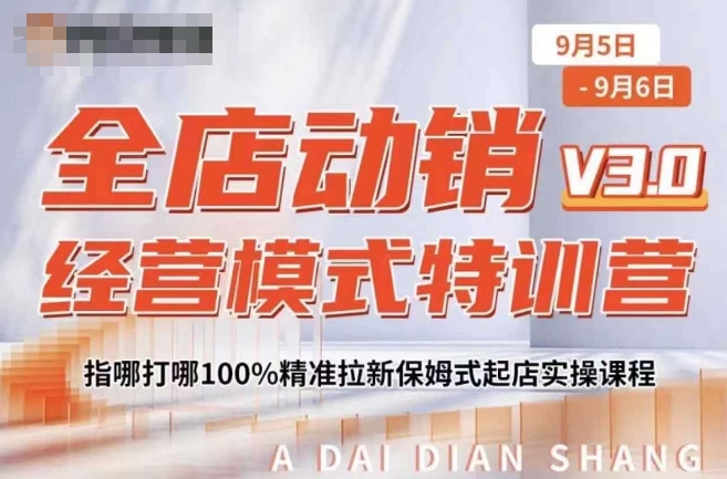 全店动销经营模式特训营，指哪打哪100%精准拉新保姆式起店实操课程| 鹿鸣网创