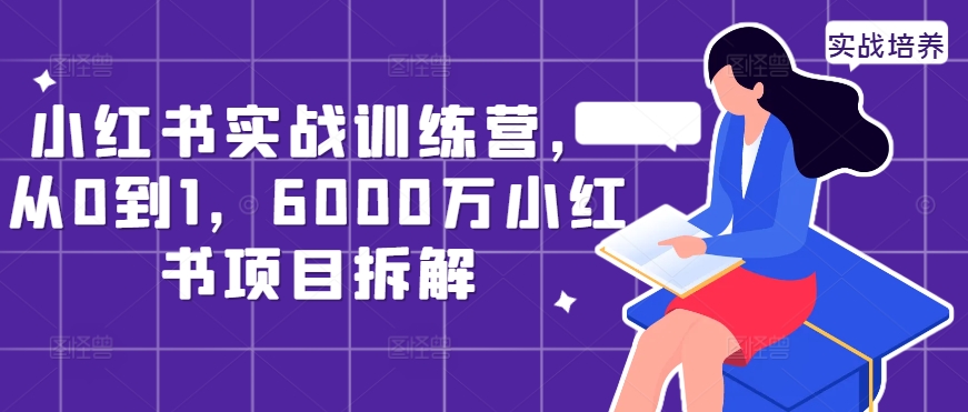 小红书实战训练营,从0到1,6000万小红书项目拆解| 鹿鸣网创