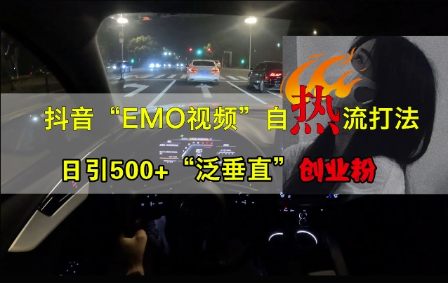 抖音EMO视频自热打法，日引500+“泛垂直”创业粉| 鹿鸣网创