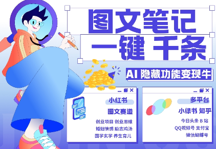 AI隐藏功能,秒生笔记,1分钟产出几千条,教你玩赚小红书小绿书图文引流,变现3w| 鹿鸣网创