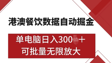 港澳餐饮数据全自动掘金，单电脑日入多张, 可矩阵批量无限操作【揭秘】| 鹿鸣网创