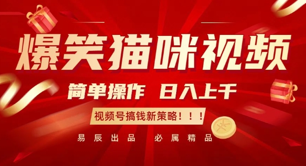 爆笑猫咪视频:简单操作,日入过K,视频号搞钱新策略【揭秘】| 鹿鸣网创
