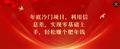 年底冷门项目,利用信息差,实现零基础上手,轻松赚个肥年钱【揭秘】| 鹿鸣网创