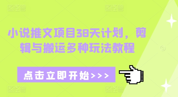 小说推文项目38天计划,剪辑与搬运多种玩法教程| 鹿鸣网创