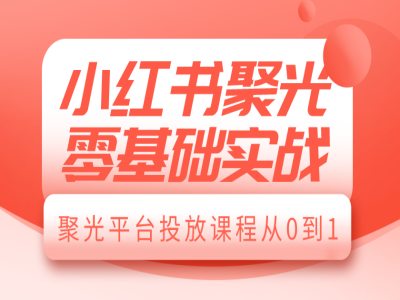 小红书聚光零基础实战,聚光平台投放课程从0到1| 鹿鸣网创