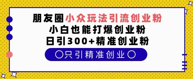 朋友圈小众玩法引流创业粉,小白也能打爆创业粉,日引300+精准创业粉【揭秘】| 鹿鸣网创