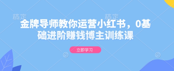 金牌导师教你运营小红书，0基础进阶赚钱博主训练课| 鹿鸣网创
