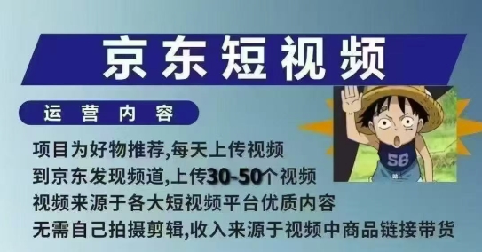 京东短视频带货课，无需自己拍摄剪辑，保姆式教学，两天快速上手| 鹿鸣网创