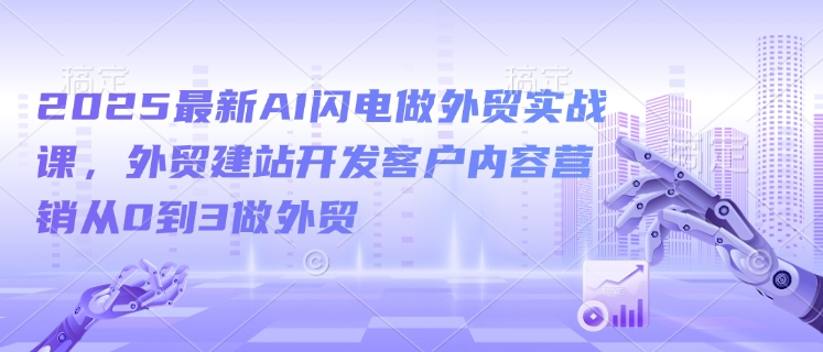 2025最新AI闪电做外贸实战课，外贸建站开发客户内容营销从0到3做外贸| 鹿鸣网创