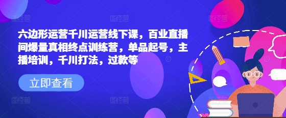 六边形运营千川运营线下课,百业直播间爆量真相终点训练营,单品起号,主播培训,千川打法,过款等| 鹿鸣网创