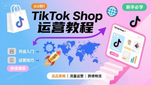 TikTok Shop从0到1运营教程，TikTok跨境电商新手必学课程| 鹿鸣网创