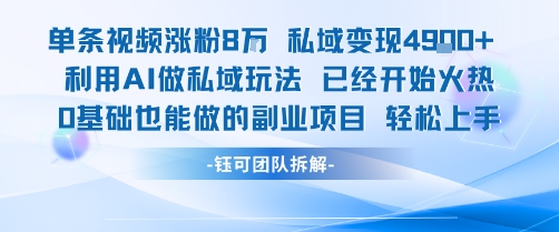 单条视频私域变现4.9k+利用AI做私域玩法 已经开始火热0基础也能做的副业项目轻松上手| 鹿鸣网创