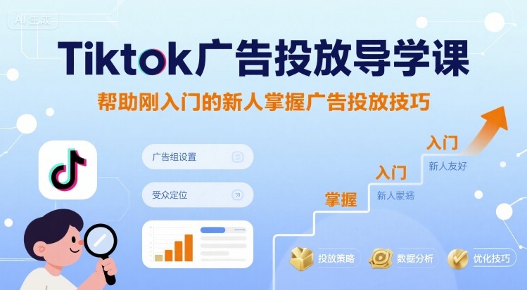 Tiktok广告投放导学课，帮助刚入门的新人掌握广告投放技巧| 鹿鸣网创