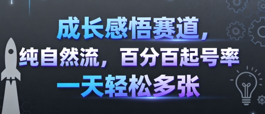 成长感悟赛道，纯自然流，百分百起号率 一天轻松多张| 鹿鸣网创