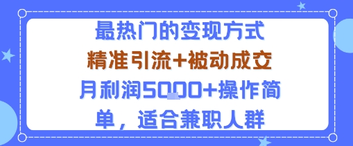 小众赛道玩法：当下最热门的变现方式，精准引流+被动成交月利润5k+操作简单，适合兼职人群| 鹿鸣网创