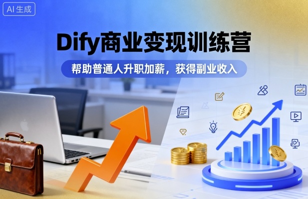Dify商业变现训练营，帮助普通人升职加薪，获得副业收入| 鹿鸣网创