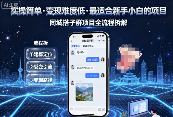 实操简单，变现难度低，最适合新手小白做的项目，每天轻松收入3张，同城搭子群项目全流程拆解| 鹿鸣网创
