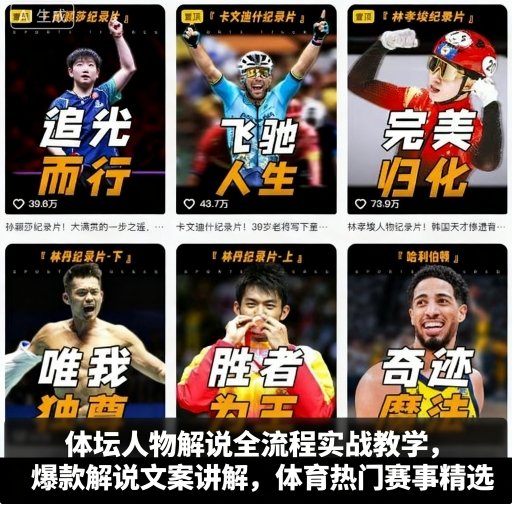 体坛人物解说全流程实战教学，爆款解说文案讲解，体育热门赛事精选| 鹿鸣网创