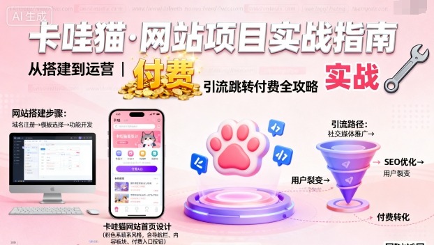 卡哇猫·网站项目，网站搭建与运营以及引流跳转付费| 鹿鸣网创