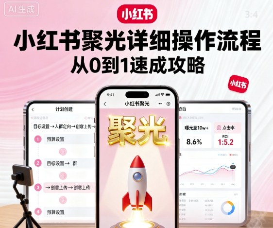 小红书聚光详细操作流程，小红书聚光从0到1速成攻略| 鹿鸣网创