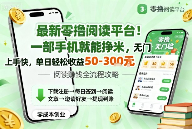 最新零撸阅读平台！一部手机就能挣米，无门槛上手快，单日轻松收益50-3张【揭秘】| 鹿鸣网创