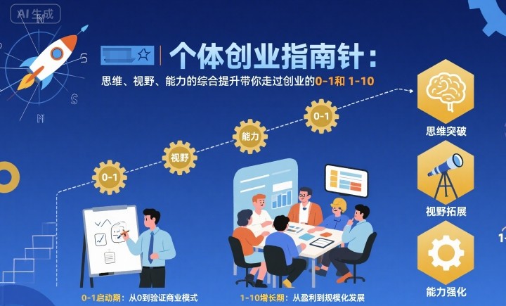 个体创业指南针，思维、视野、能力的综合提升带你走过创业的0-1和1-10【音频】| 鹿鸣网创