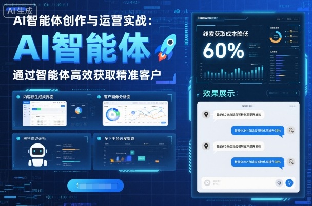 AI智能体创作与运营实战，实体门店通过智能体高效获取精准客户| 鹿鸣网创
