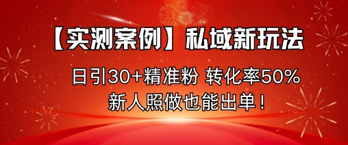 【实测案例】私域新玩法，日引30+精准粉，转化率50%，新人照做也能出单！| 鹿鸣网创