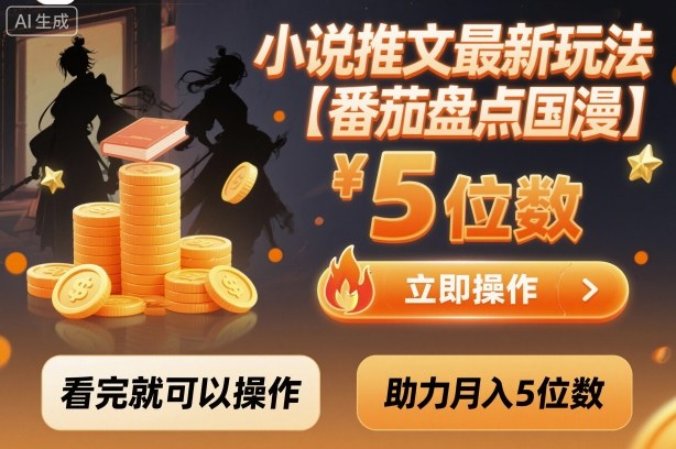 小说推文最新玩法，助力月入5位数【番茄盘点国漫】玩法，看完就可以操作| 鹿鸣网创